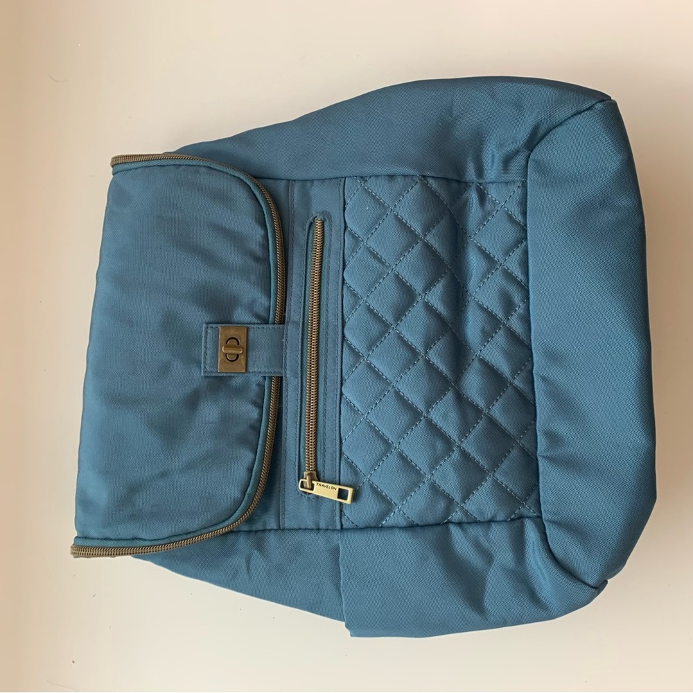 Travelon Blue Quilted Backpack - Picture 5 of 16